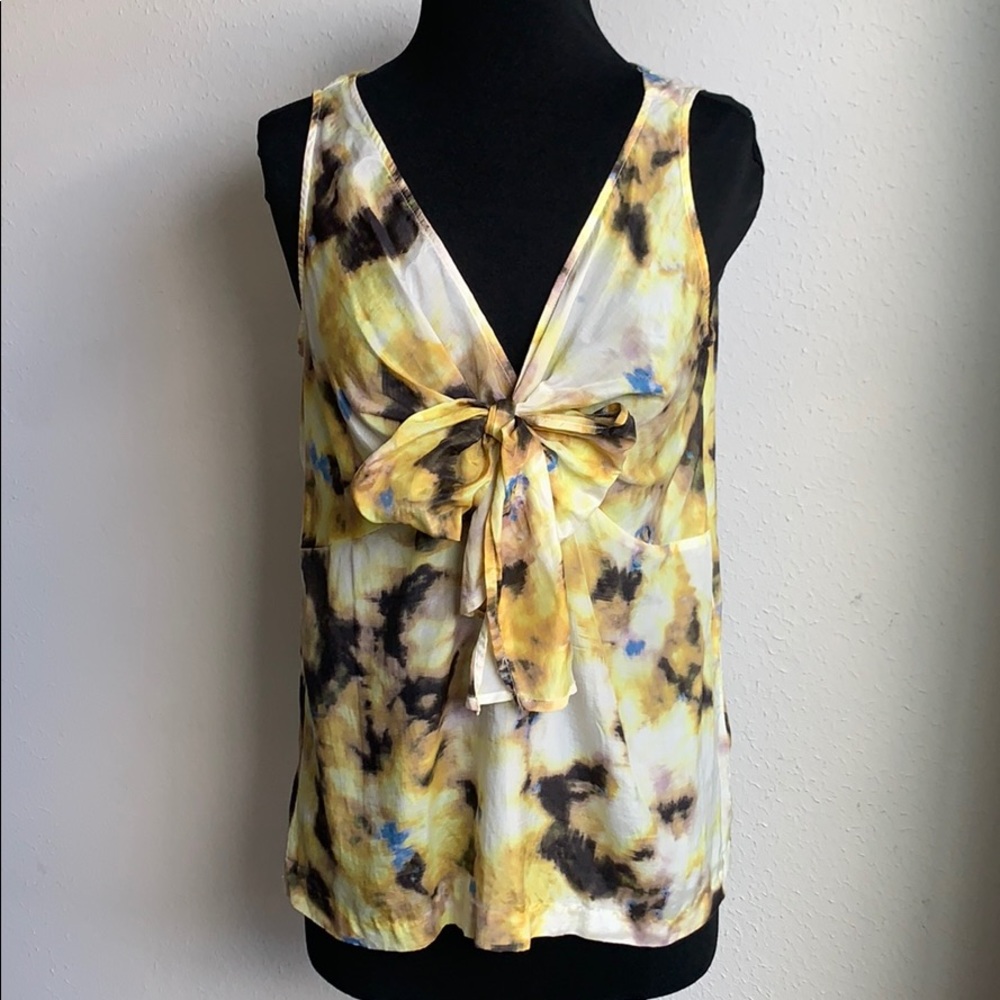 J Crew silk yellow tie front top 4